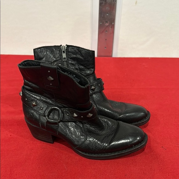 Born Black Ankle Boots with Studded Strap - Picture 1 of 4
